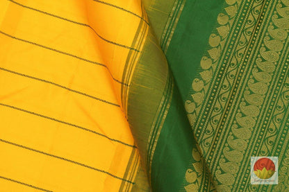 Kanchipuram Silk Saree - Handwoven Pure Silk - Veldhari Stripes - Pure Zari - PV J 116B - Archives - Silk Sari - Panjavarnam
