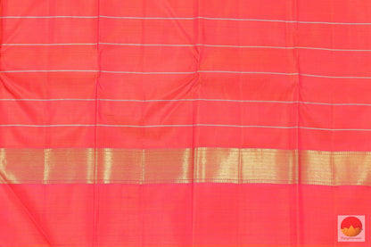 Kanchipuram Silk Saree - Magenta & Peach - Silver Zari - Pure Silk - Handwoven Saree - PV G 1982 Archives - Silk Sari - Panjavarnam