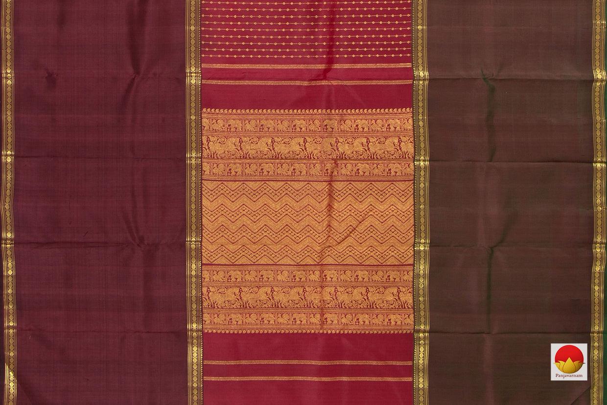 Kanchipuram Silk Saree - Mubbagam - Handwoven Pure Silk - Pure Zari - PV ABI 2722 - Silk Sari - Panjavarnam