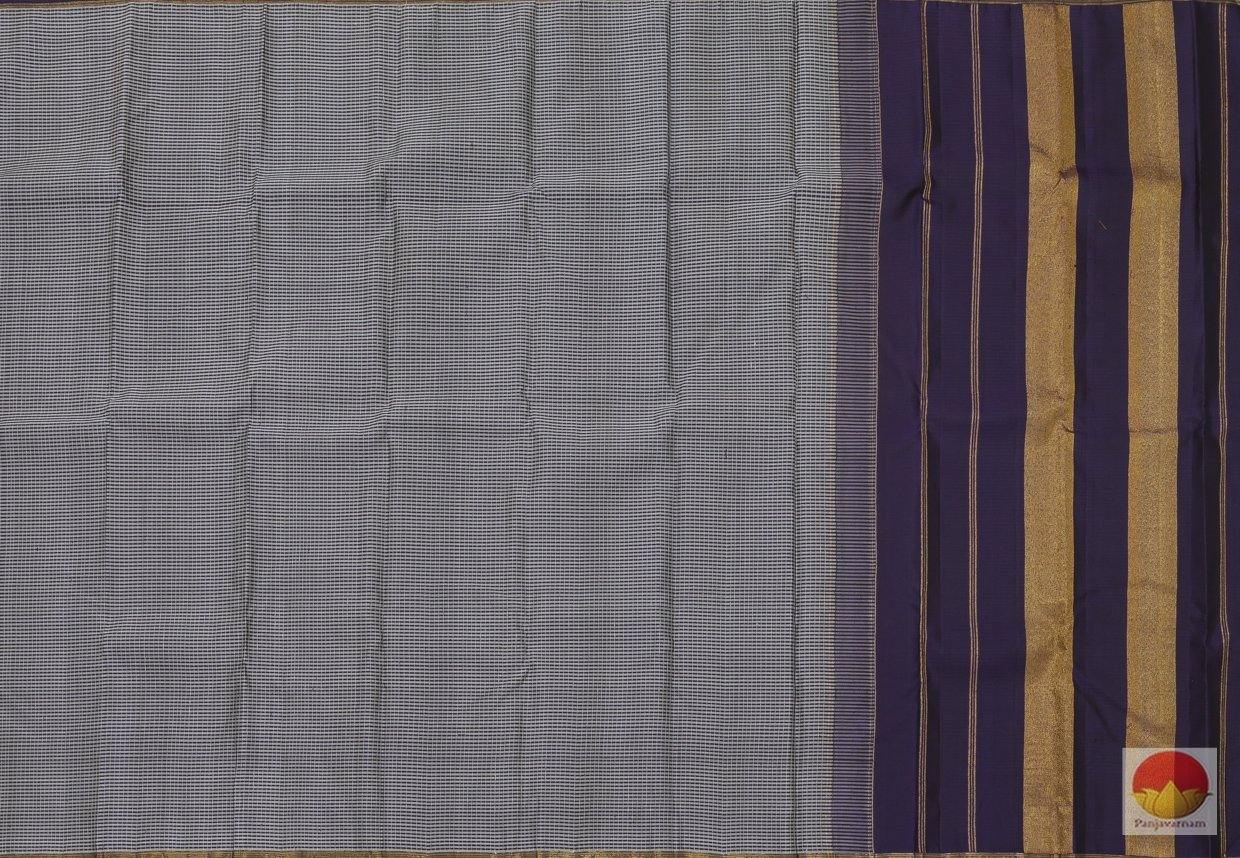 Kanchipuram Silk Saree - Navy Blue & Grey - Handwoven Pure Silk - Pure Zari - PV SVS 2054 Archives - Silk Sari - Panjavarnam