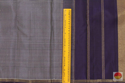 Kanchipuram Silk Saree - Navy Blue & Grey - Handwoven Pure Silk - Pure Zari - PV SVS 2054 Archives - Silk Sari - Panjavarnam