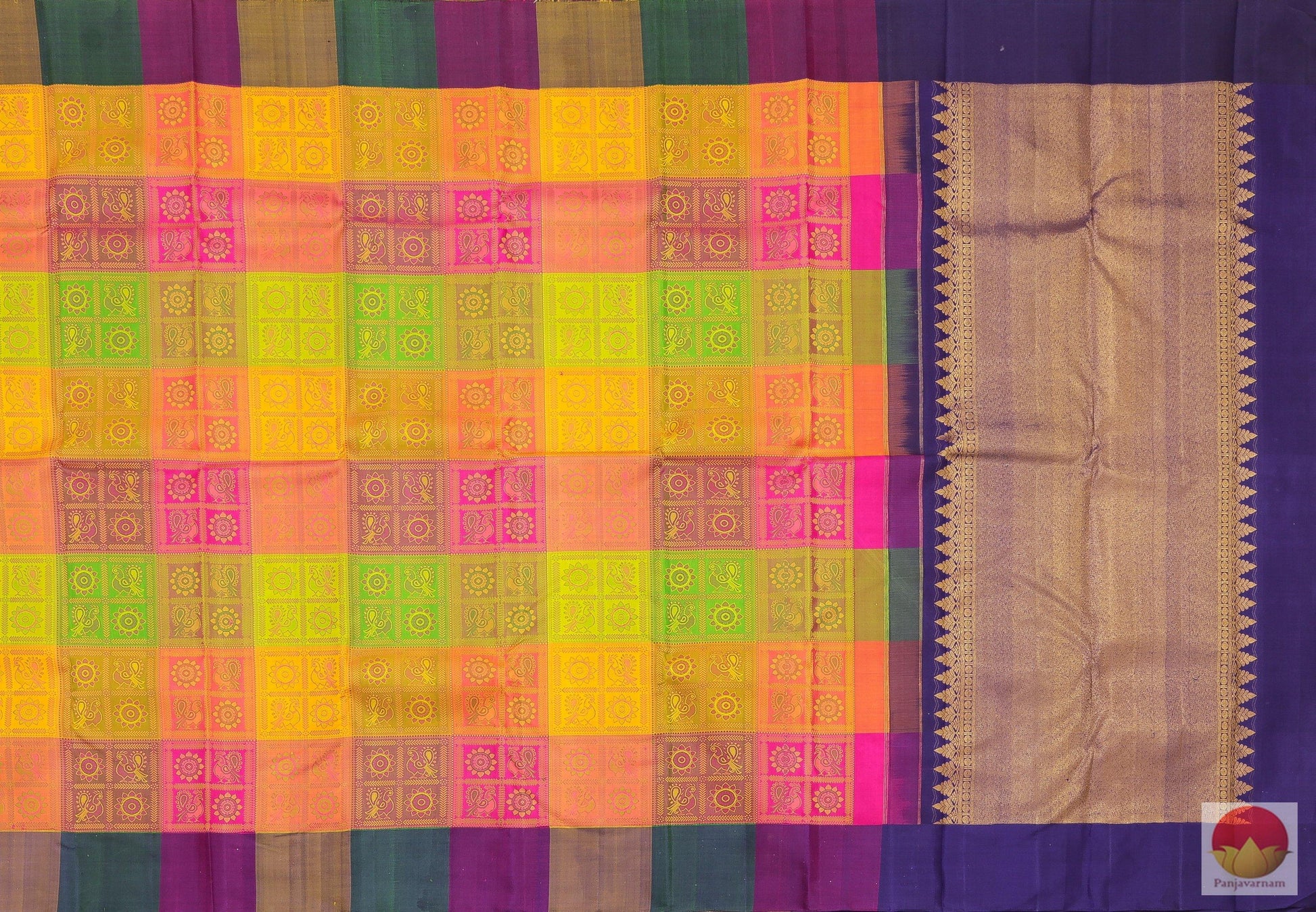 Kanchipuram Silk Saree - Odisha Style Silk Thread Work - Pure Zari - PV J2589 Archives - Silk Sari - Panjavarnam