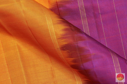 Kanchipuram Silk Saree - Orange & Magenta - Pure Silk - Pure Zari - Handwoven Saree - PV G 1967 - Archives - Silk Sari - Panjavarnam