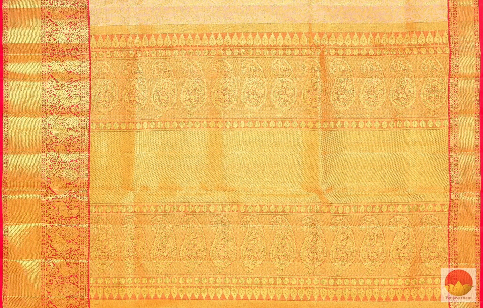 Kanchipuram Silk Saree - Pastel Peach & Gold - Handwoven Pure Silk Saree - PV G 2018 - Archives - Silk Sari - Panjavarnam