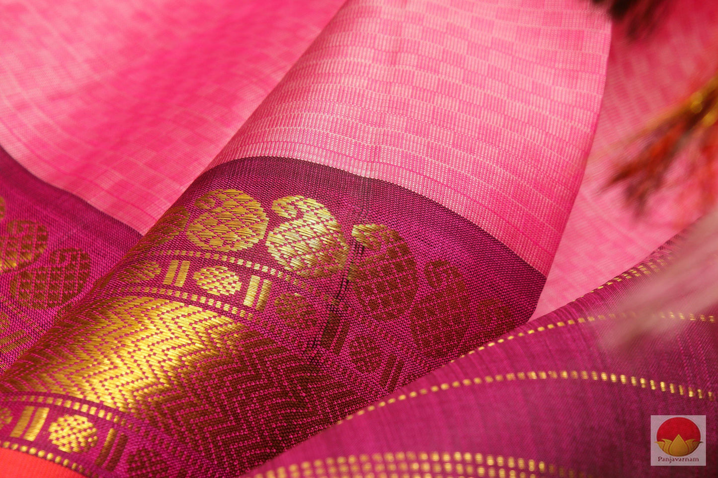 Kanchipuram Silk Saree - Pink & Magenta - Handwoven - Pai Kattam - Pure Zari - PV J 7444 Archives - Silk Sari - Panjavarnam
