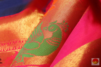 Kanchipuram Silk Saree - Royal Blue & Pink - Pure Zari - PV G 1930 Archives - Silk Sari - Panjavarnam