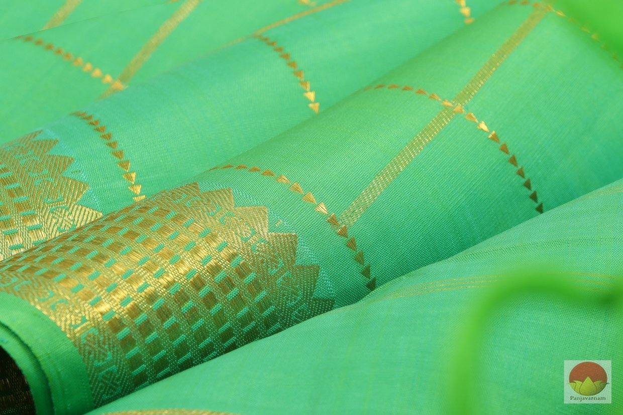 Kanchipuram Silk Saree - Turquoise Green - Handwoven Pure Silk - Pure Zari - PV SVS 2050 Archives - Silk Sari - Panjavarnam
