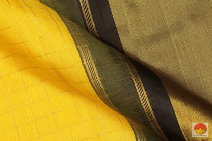 Kanchipuram Silk Saree - Yellow & Black - Pure Silk - Pure Zari - PV G 1928 Archives - Silk Sari - Panjavarnam