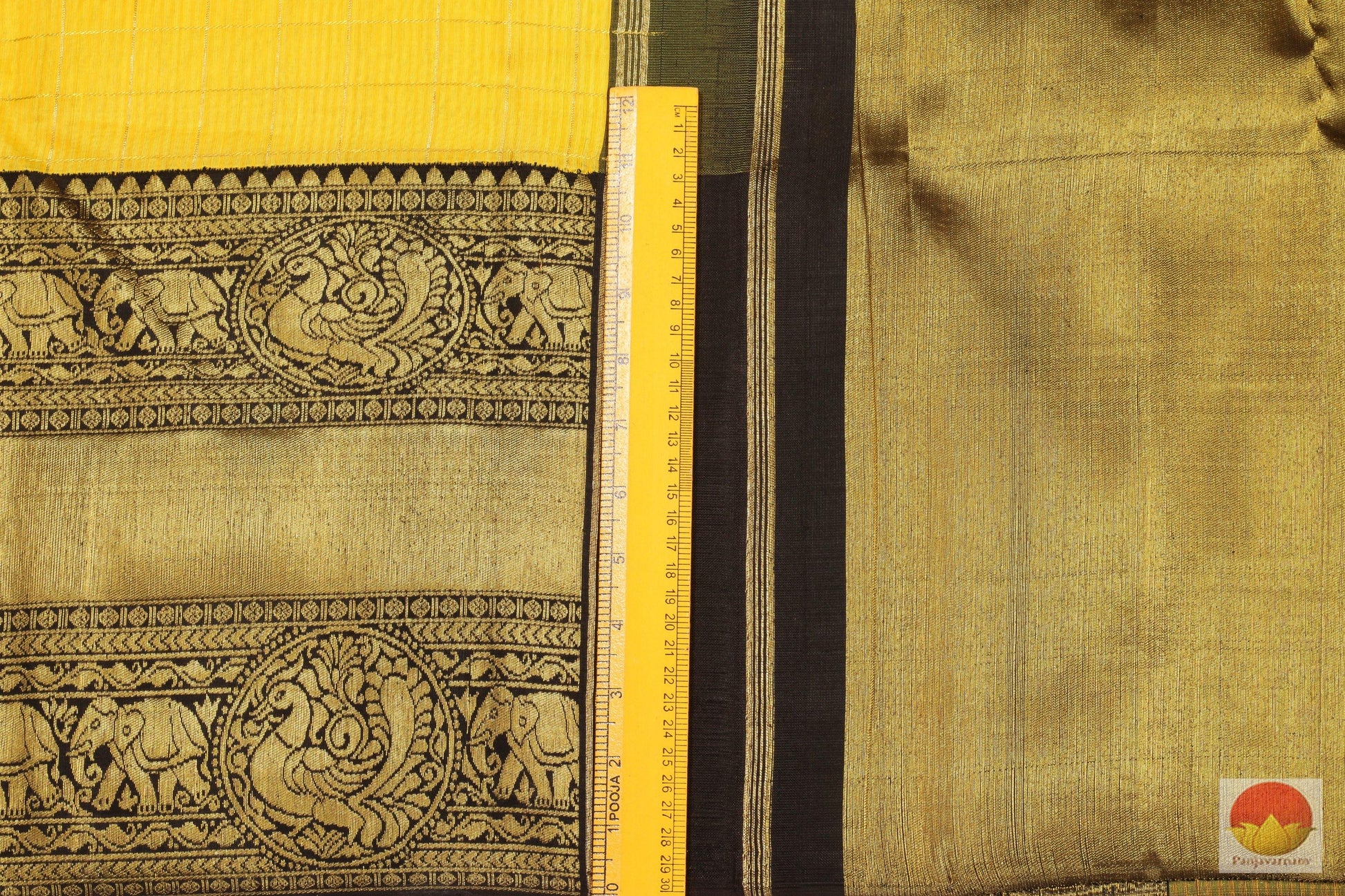 Kanchipuram Silk Saree - Yellow & Black - Pure Silk - Pure Zari - PV G 1928 Archives - Silk Sari - Panjavarnam