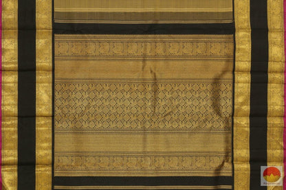 Khaki & Black - Kanchipuram Silk Saree - Handwoven Pure Silk - Pure Zari - G 4236 - Archives - Silk Sari - Panjavarnam