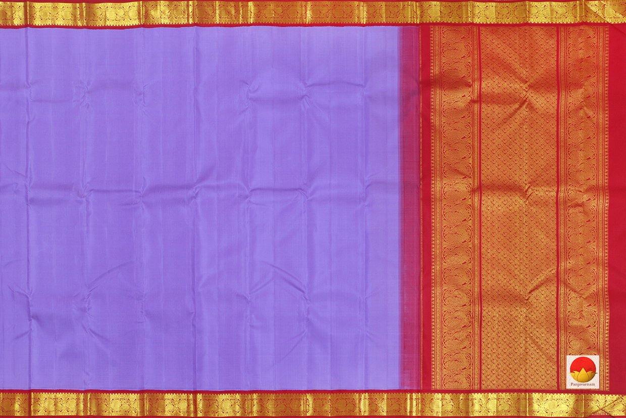 Lavender And Red Kanchipuram Silk Saree Handwoven Pure Silk Pure Zari For Festive Wear PV RA 204 - Silk Sari - Panjavarnam PV RA 204