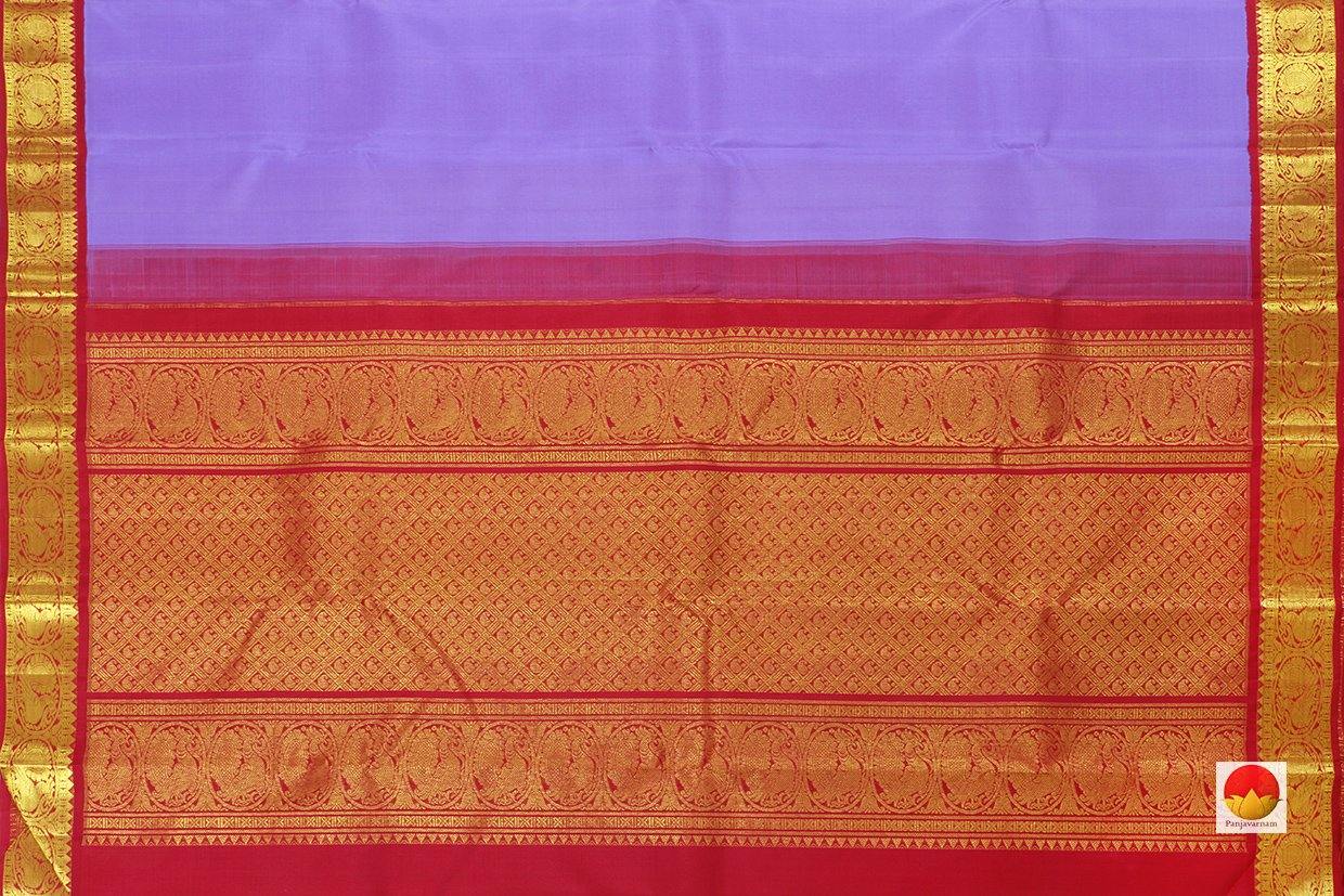 Lavender And Red Kanchipuram Silk Saree Handwoven Pure Silk Pure Zari For Festive Wear PV RA 204 - Silk Sari - Panjavarnam PV RA 204