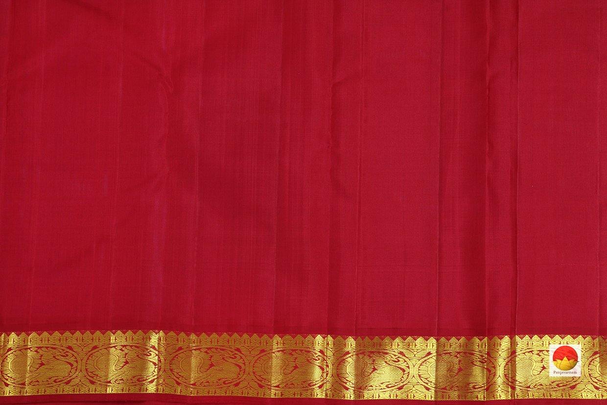 Lavender And Red Kanchipuram Silk Saree Handwoven Pure Silk Pure Zari For Festive Wear PV RA 204 - Silk Sari - Panjavarnam PV RA 204