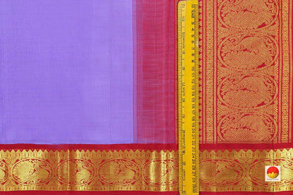 Lavender And Red Kanchipuram Silk Saree Handwoven Pure Silk Pure Zari For Festive Wear PV RA 204 - Silk Sari - Panjavarnam PV RA 204