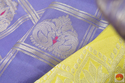 Lavender & Yellow - Silver Zari - Handwoven Pure Silk Kanjivaram Saree - Pure Zari - PV SVS 2059 Archives - Silk Sari - Panjavarnam