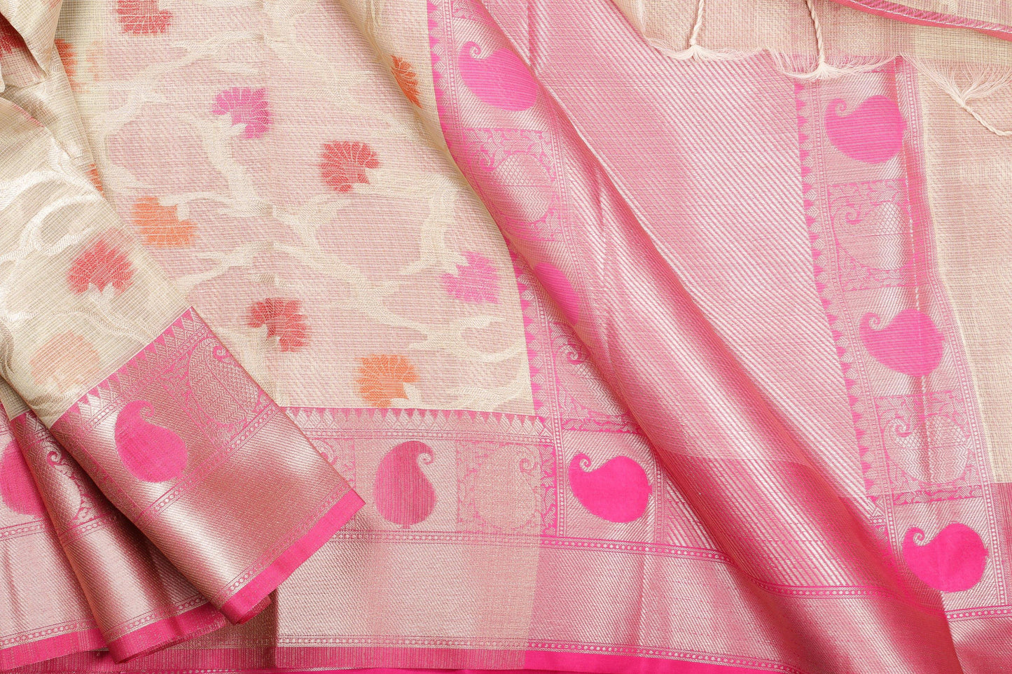 Light Weight Handwoven Silk Cotton Sari - PSC 001 - Linen Sari - Panjavarnam