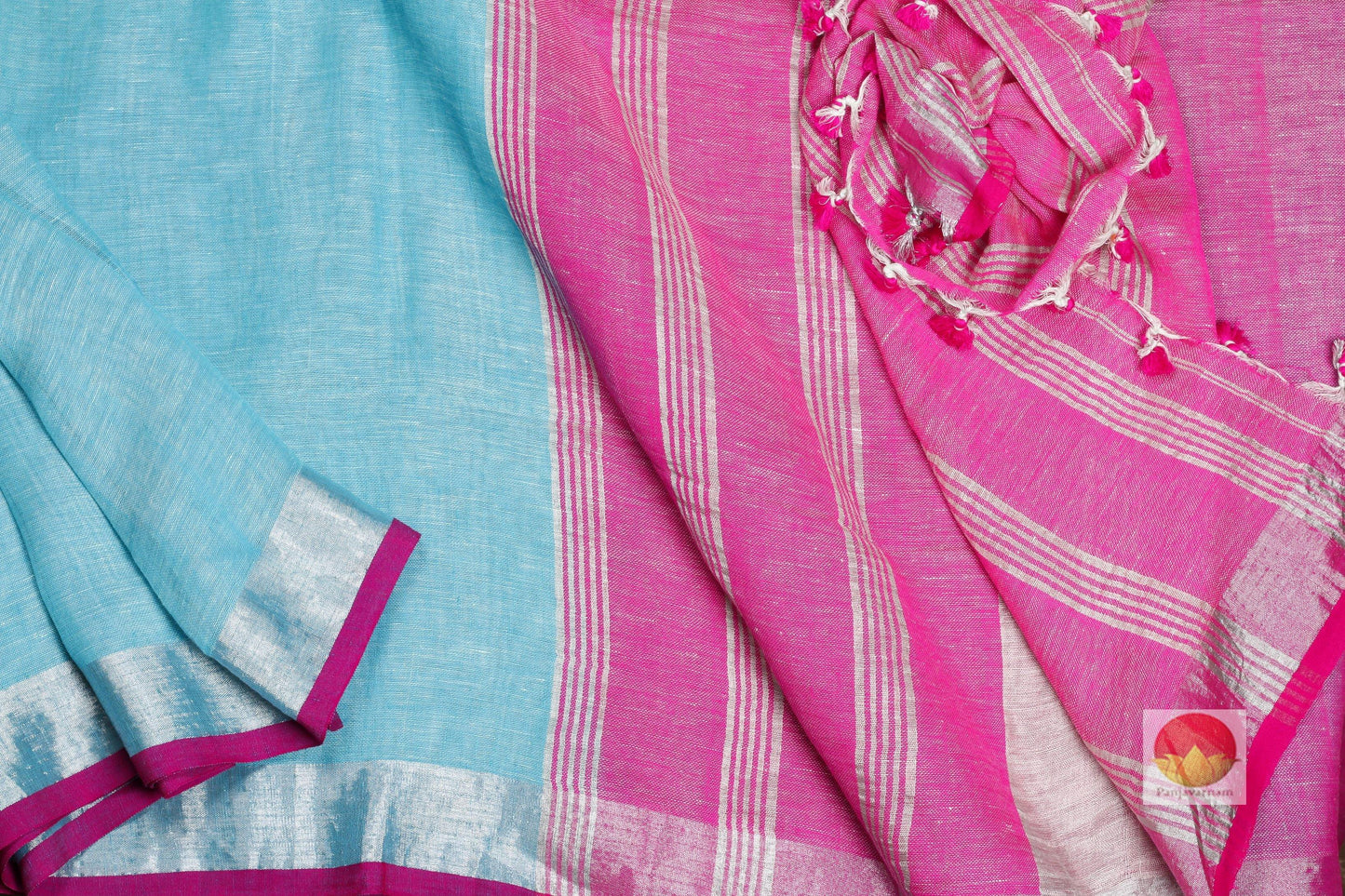body, border and pallu of handwoven linen saree