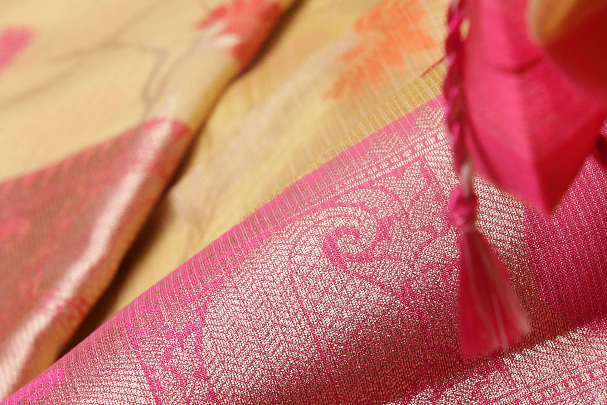 Lite Weight Banarasi Silk Cotton Saree - PSC 003 - Linen Sari - Panjavarnam