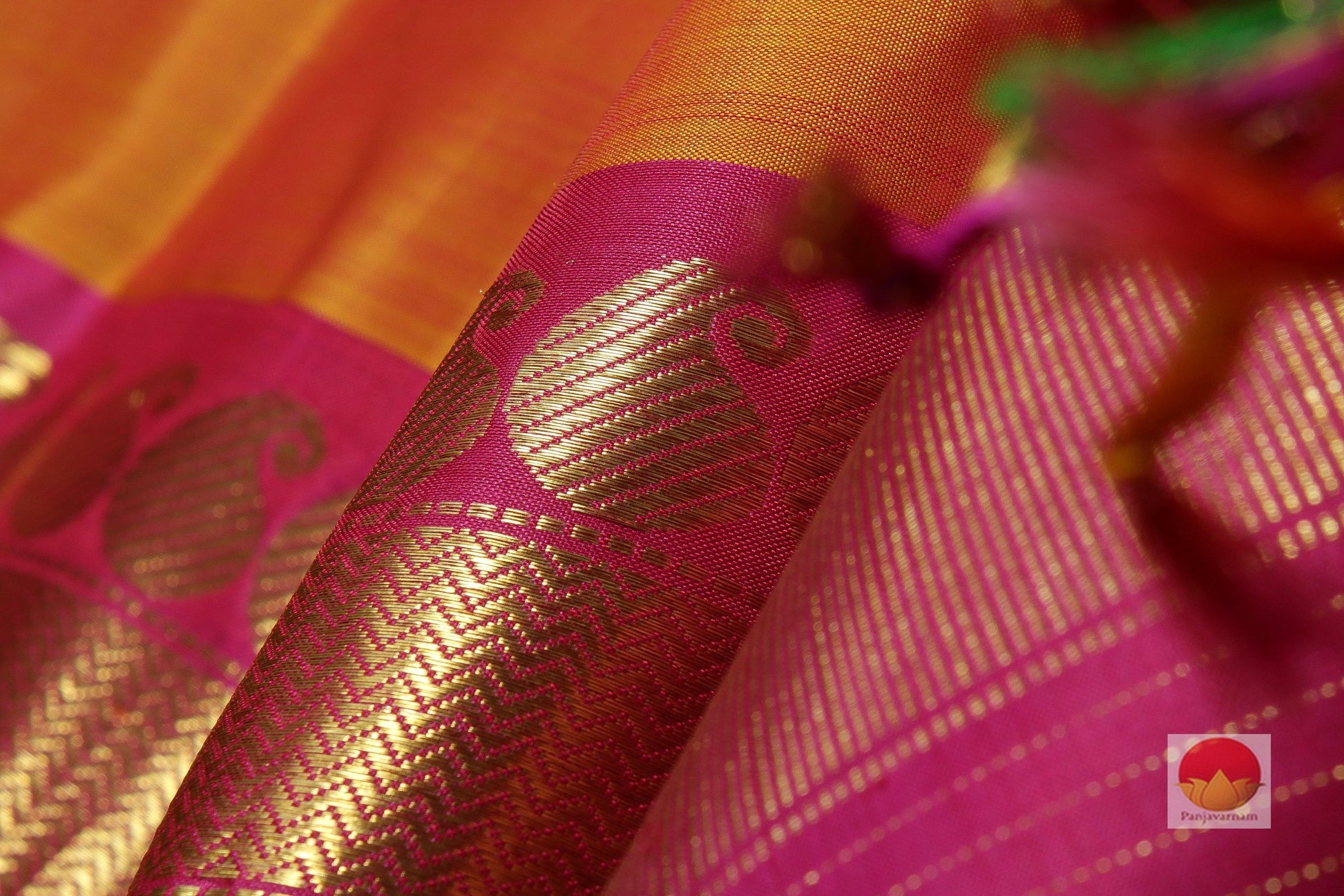 Lite Weight Handwoven Pure Silk Kanjivaram Saree - Pure Zari - PV J7494 - Silk Sari - Panjavarnam