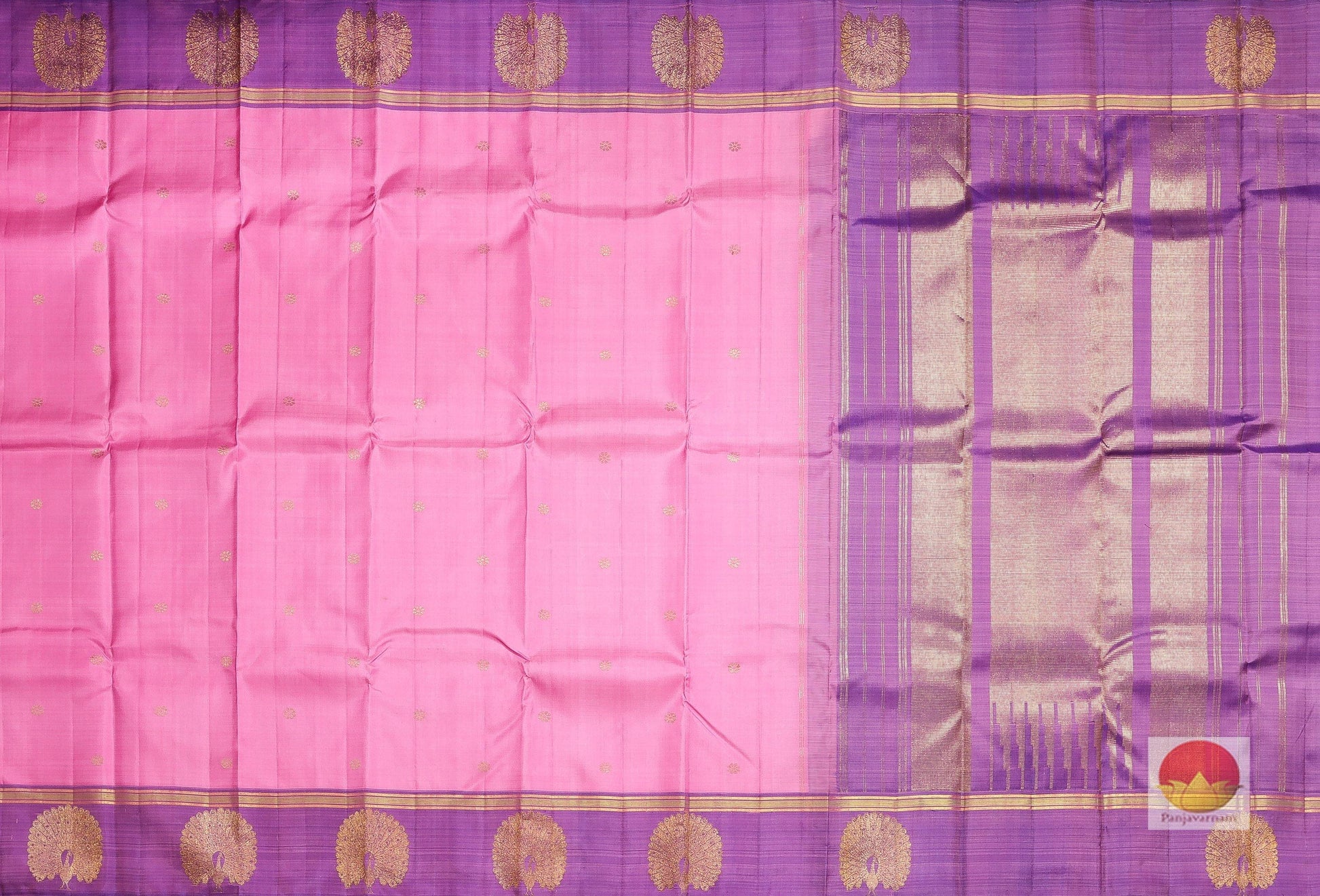 Lotus Pink and Violet - Handwoven Pure Silk Kanjivaram Saree - Pure Zari - PV J5663 Archives - Silk Sari - Panjavarnam