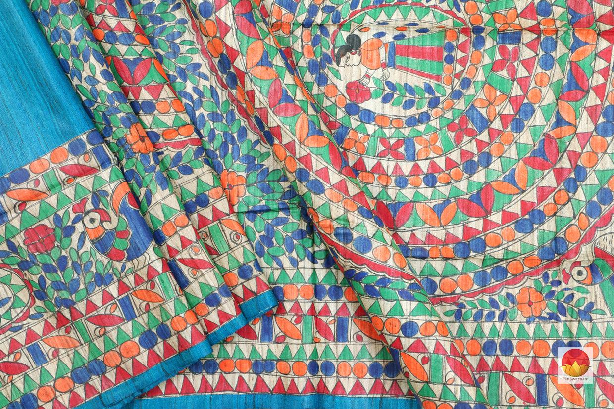 Madhubani - Handwoven Tussar Silk Saree - PT 602 - Archives - Tussar Silk - Panjavarnam