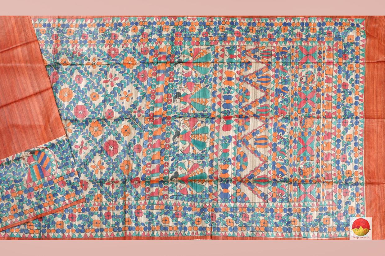 Madhubani - Handwoven Tussar Silk Saree - PT 603 - Archives - Tussar Silk - Panjavarnam