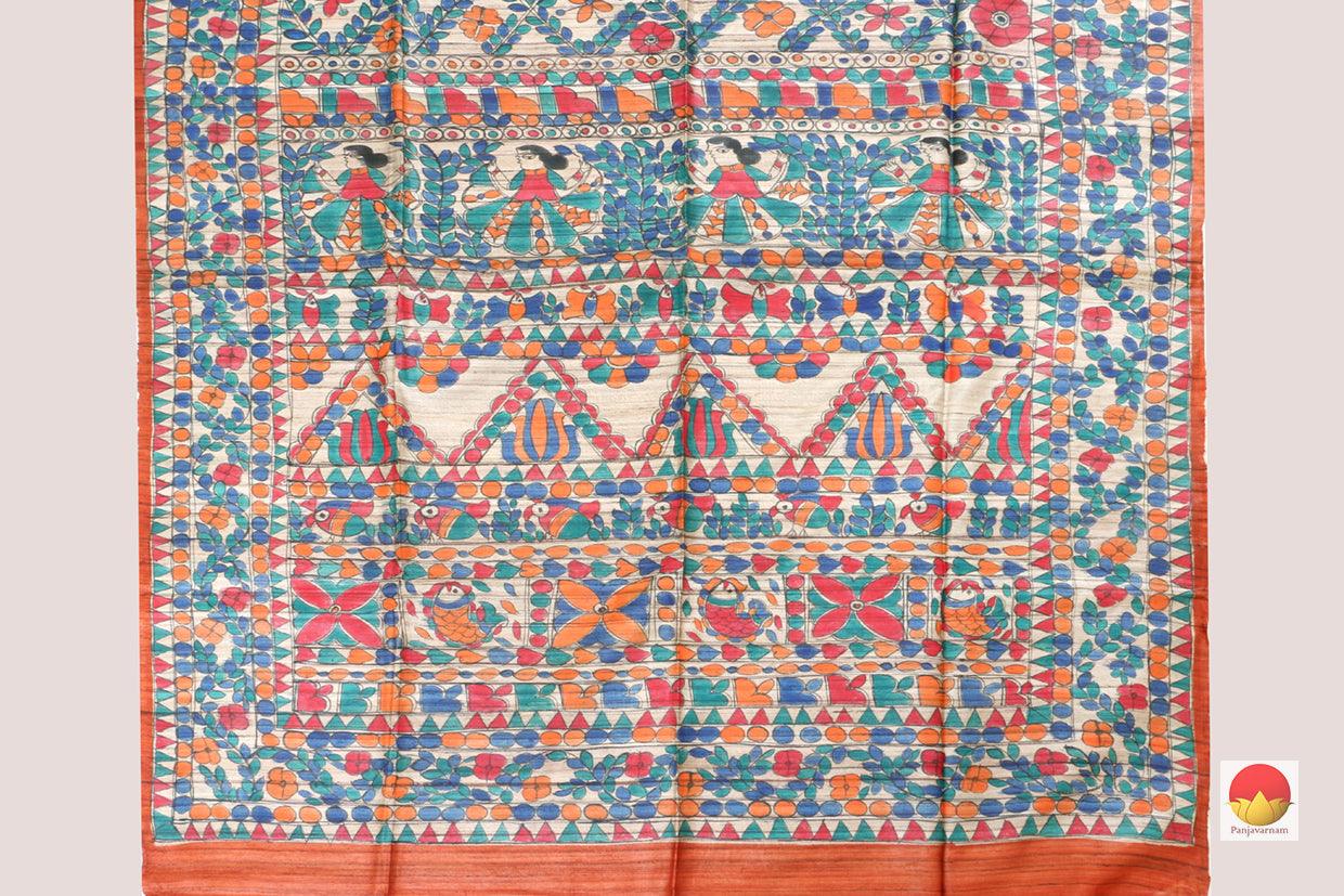 Madhubani - Handwoven Tussar Silk Saree - PT 605 - Tussar Silk - Panjavarnam