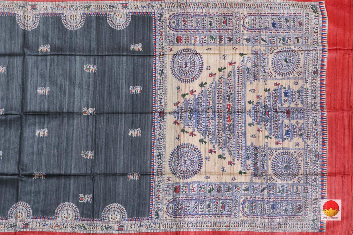 Madhubani - Handwoven Tussar Silk Saree - PT 609 - Archives - Tussar Silk - Panjavarnam