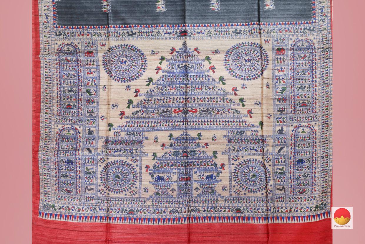 Madhubani - Handwoven Tussar Silk Saree - PT 609 - Archives - Tussar Silk - Panjavarnam