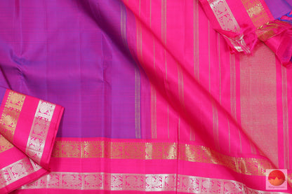 Magenta & Pink - Handwoven Pure Silk Kanjivaram Saree - Pure Zari - PV G 1977 - Archives - Silk Sari - Panjavarnam