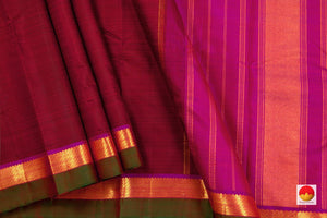 Magenta And Pink Kanchipuram Silk Saree Handwoven Pure Silk Pure Zari For Festive Wear PV J 676 - Silk Sari - Panjavarnam PV J 676