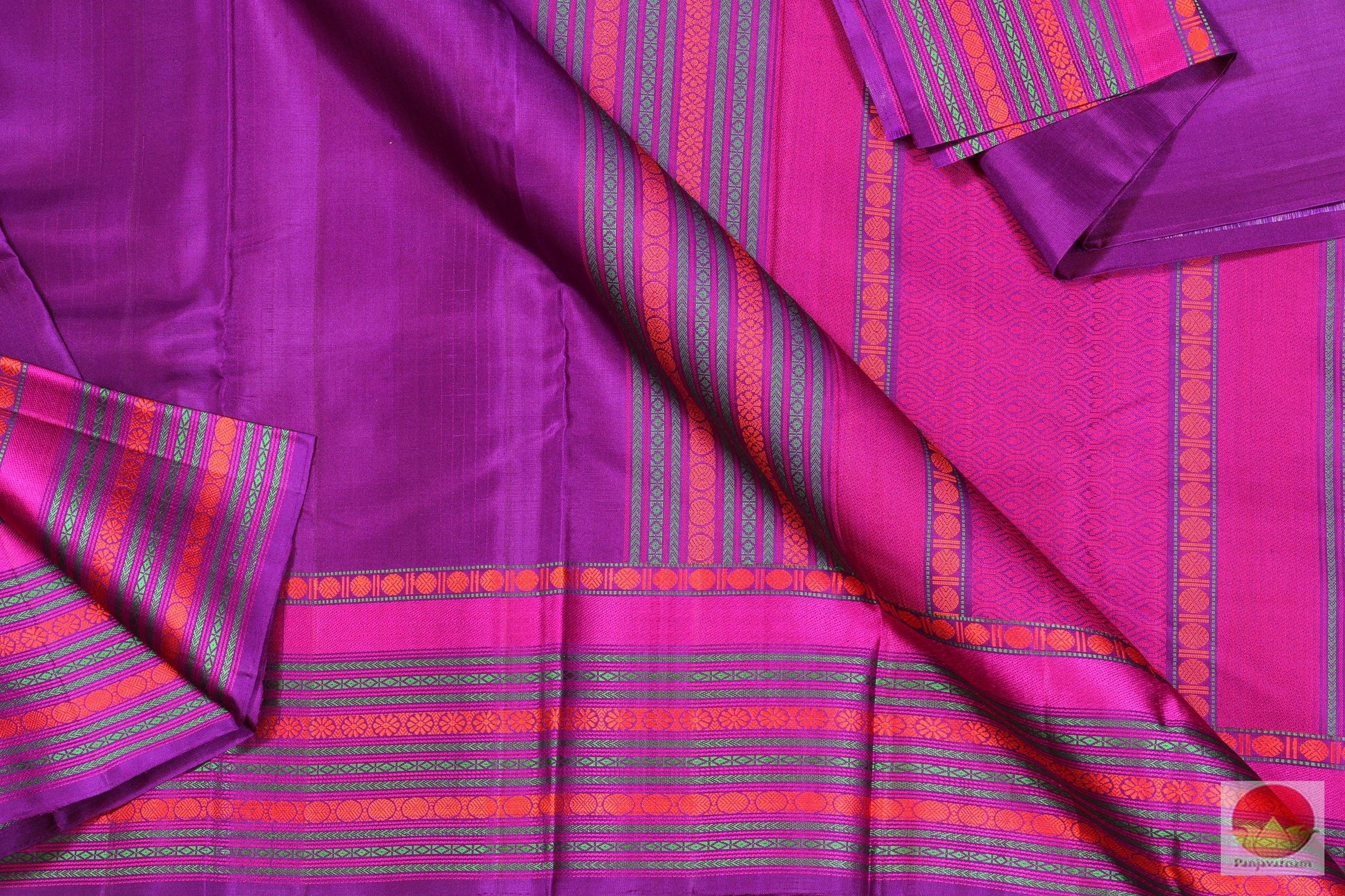 Magenta and Pink - Pure Silk Handwoven Kanjivaram Saree - No Zari - PV MM 10 Archives - Silk Sari - Panjavarnam