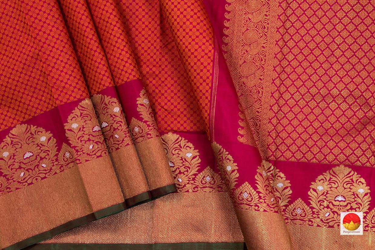 Magenta Jacquard Kanchipuram Silk Saree Handwoven Pure Silk Pure Zari For Festive Wear PV SAR 2018 - Silk Sari - Panjavarnam PV SAR 2018