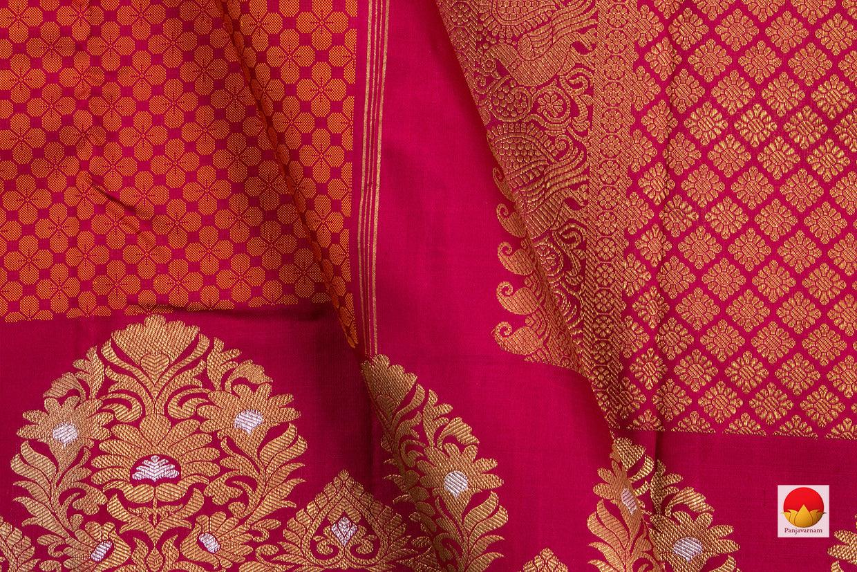 Magenta Jacquard Kanchipuram Silk Saree Handwoven Pure Silk Pure Zari For Festive Wear PV SAR 2018 - Silk Sari - Panjavarnam PV SAR 2018