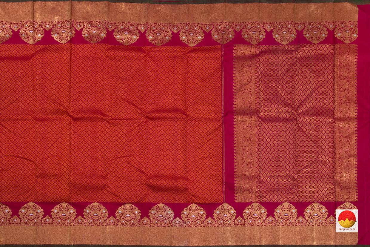 Magenta Jacquard Kanchipuram Silk Saree Handwoven Pure Silk Pure Zari For Festive Wear PV SAR 2018 - Silk Sari - Panjavarnam PV SAR 2018