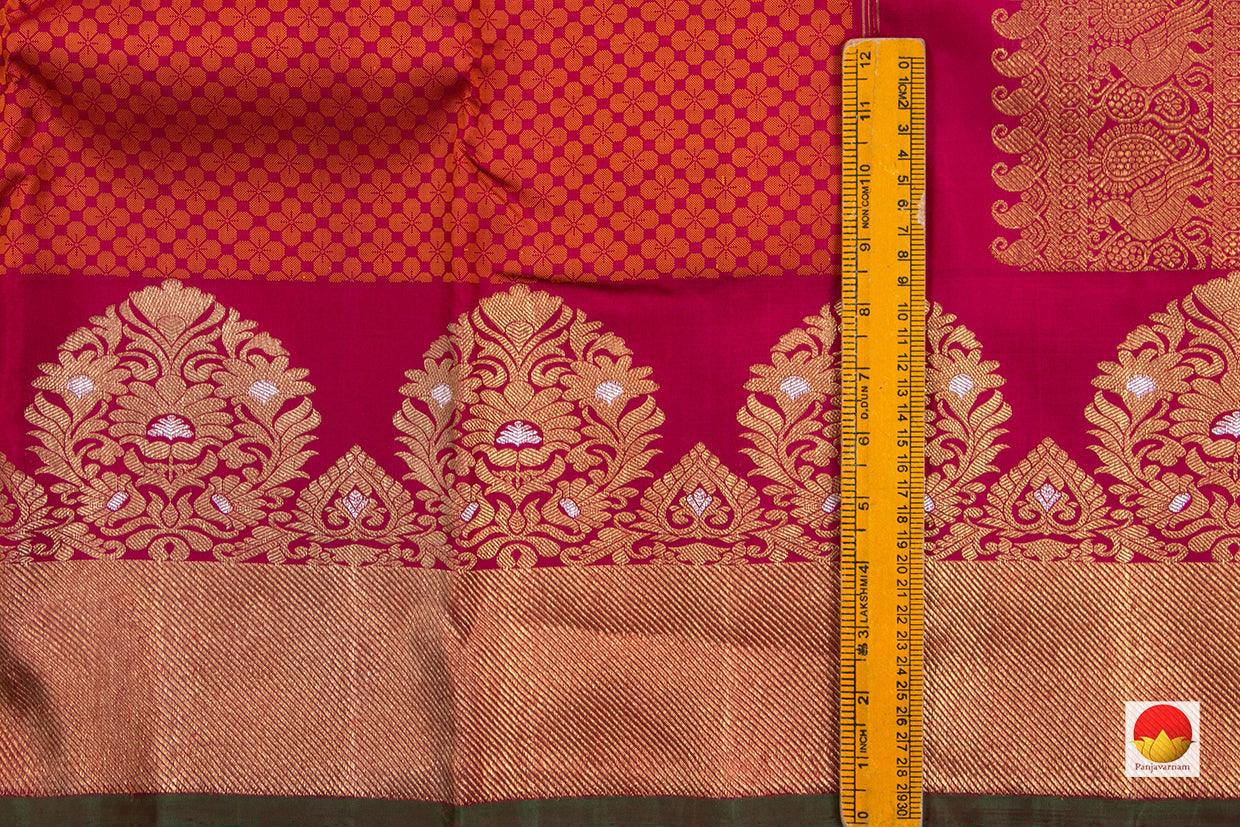 Magenta Jacquard Kanchipuram Silk Saree Handwoven Pure Silk Pure Zari For Festive Wear PV SAR 2018 - Silk Sari - Panjavarnam PV SAR 2018