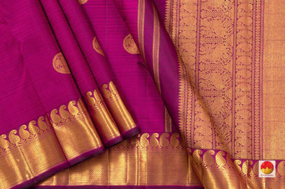 Magenta Kanchipuram Silk Saree Handwoven Pure Silk Pure Zari For Festive Wear PV DL 05 - Silk Sari - Panjavarnam PV DL 05