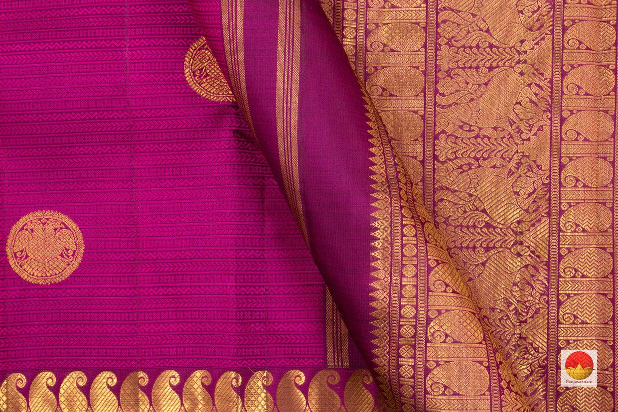 Magenta Kanchipuram Silk Saree Handwoven Pure Silk Pure Zari For Festive Wear PV DL 05 - Silk Sari - Panjavarnam PV DL 05