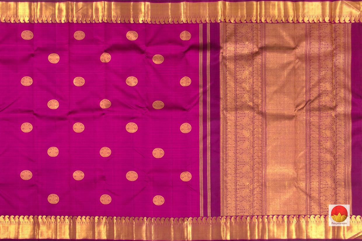 Magenta Kanchipuram Silk Saree Handwoven Pure Silk Pure Zari For Festive Wear PV DL 05 - Silk Sari - Panjavarnam PV DL 05