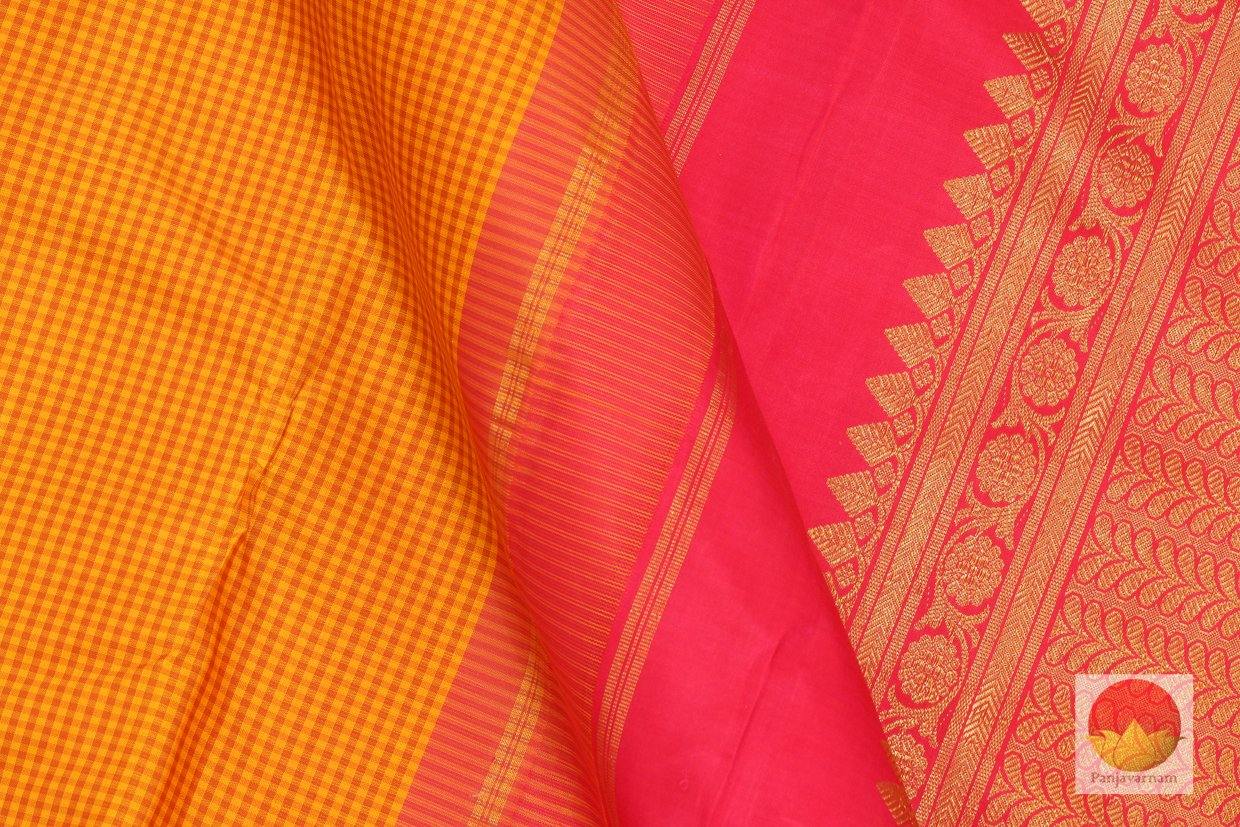 Mango Yellow & Pink - Kanchipuram Silk Saree - Handwoven Pure Silk - Pure Zari - PV J 263 - Archives - Silk Sari - Panjavarnam
