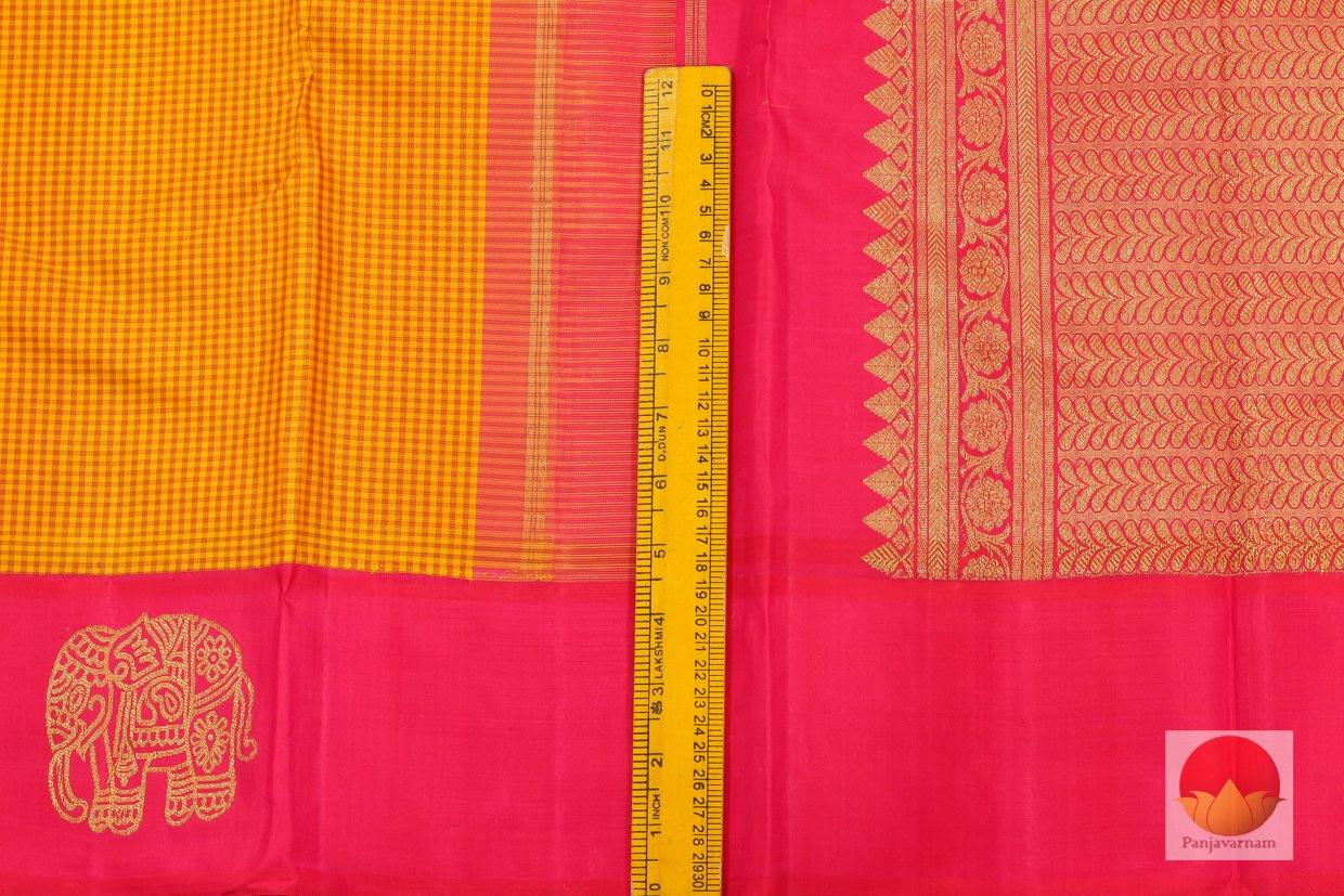 Mango Yellow & Pink - Kanchipuram Silk Saree - Handwoven Pure Silk - Pure Zari - PV J 263 - Archives - Silk Sari - Panjavarnam