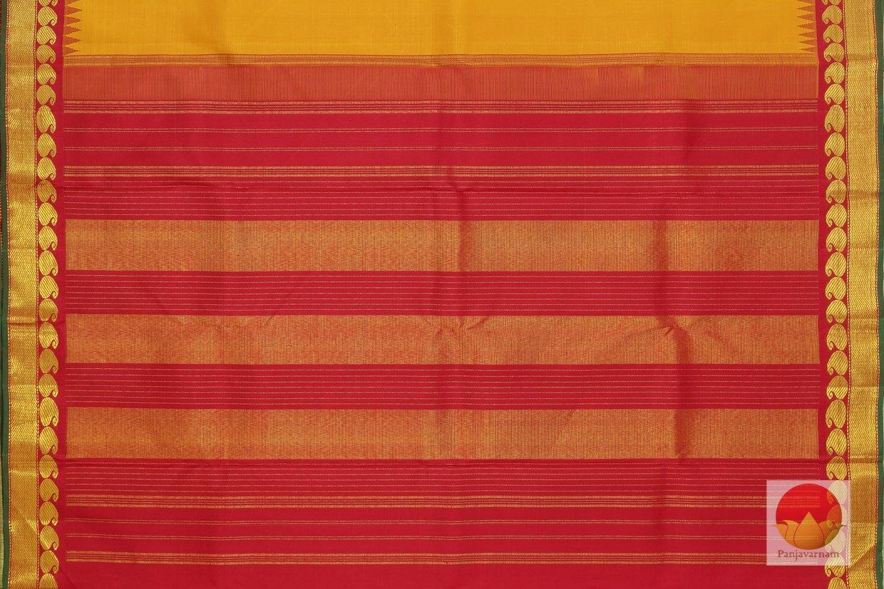 Mango Yellow & Red - Handwoven Kanchipuram Silk Saree - Pure Zari - PV J 927 - Archives - Silk Sari - Panjavarnam