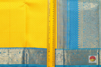 Mango Yellow Handwoven Pure Silk Kanjivaram Saree - Pure Zari - PA SVS 1 - Silk Sari - Panjavarnam