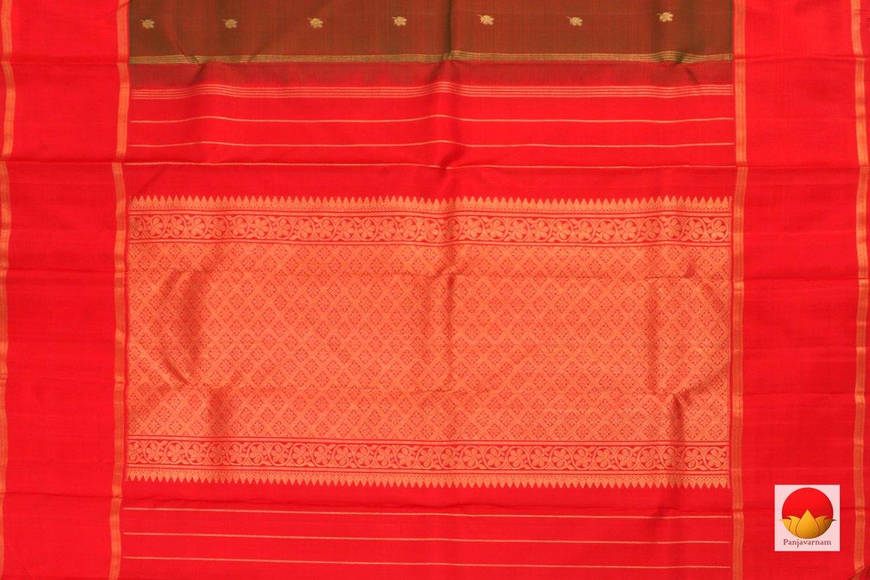 Manthulir Green And Red Kanchipuram Silk Saree Handwoven Pure Silk Pure Zari For Festive Wear PV G 4280 - Silk Sari - Panjavarnam PV G 4280