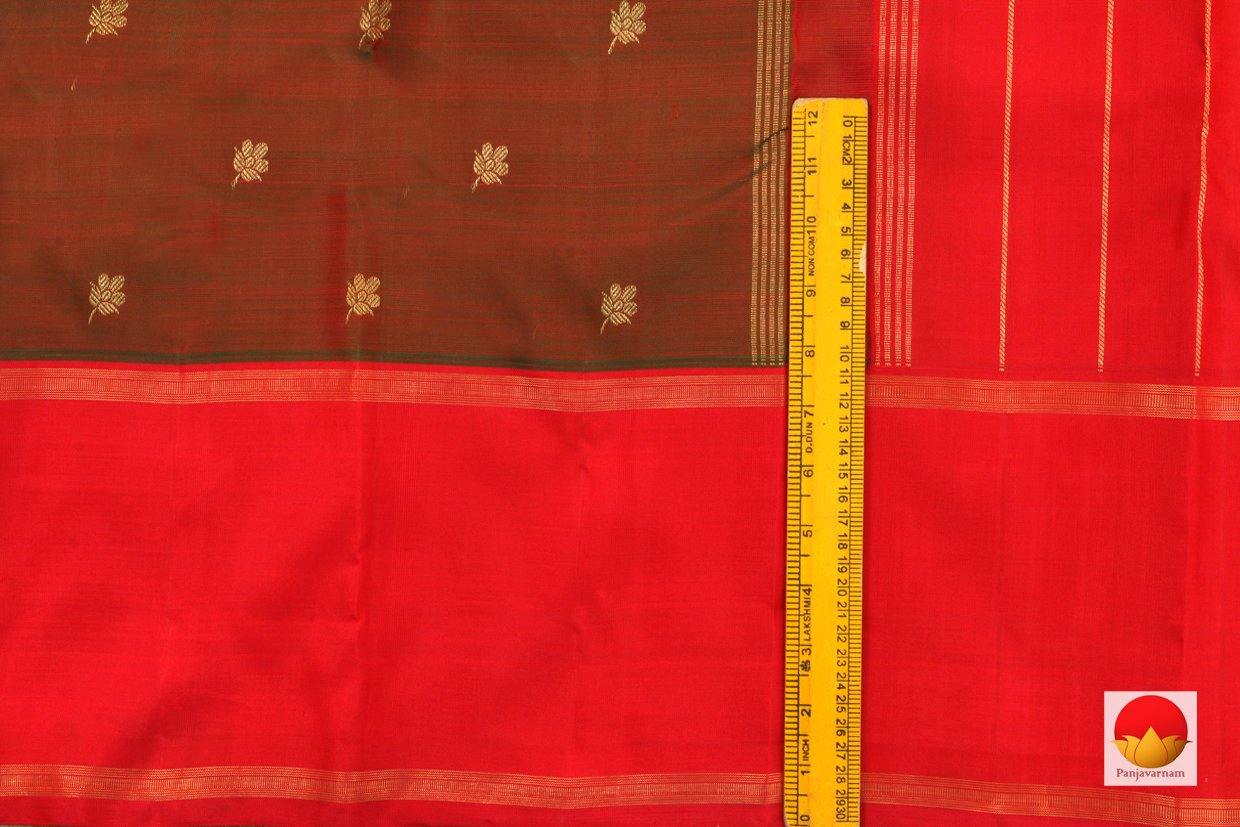 Manthulir Green And Red Kanchipuram Silk Saree Handwoven Pure Silk Pure Zari For Festive Wear PV G 4280 - Silk Sari - Panjavarnam PV G 4280