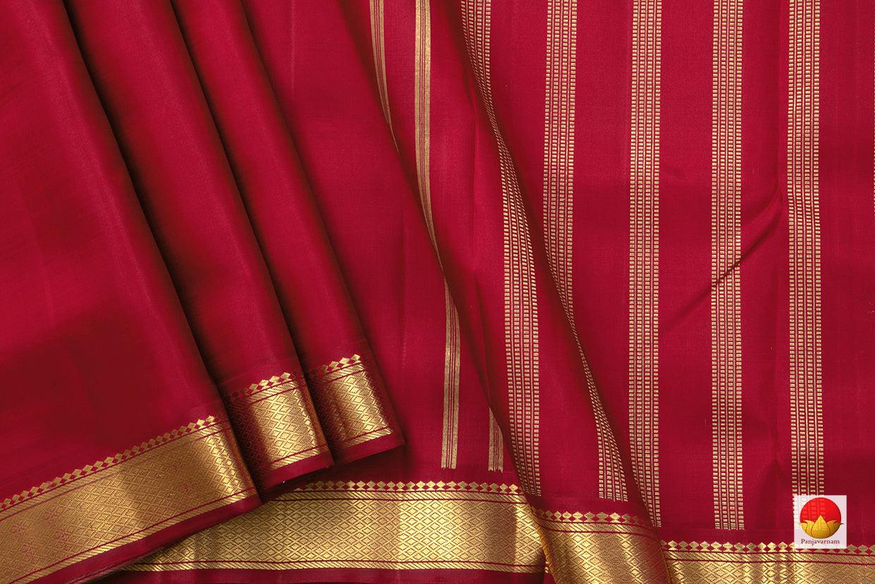 Maroon 9 Yards Kanchipuram Silk Saree Handwoven Pure Silk Pure Zari For Festive Wear PV NYC 533 - 9 yards silk saree - Panjavarnam PV NYC 533