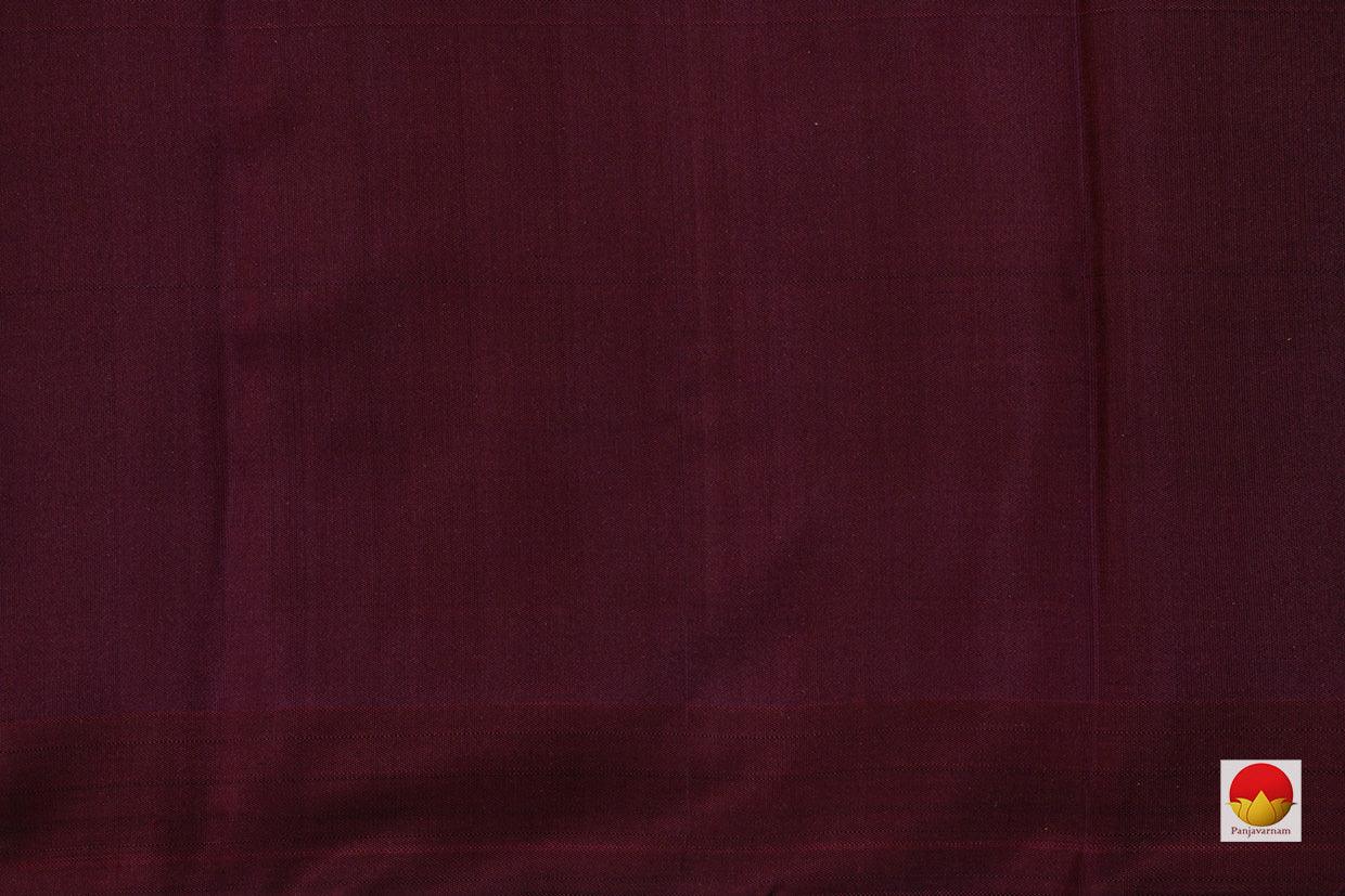 Maroon Kanchipuram Silk Saree Handwoven Pure Silk Pure Zari Borderless PV NYC 556 - Silk Sari - Panjavarnam