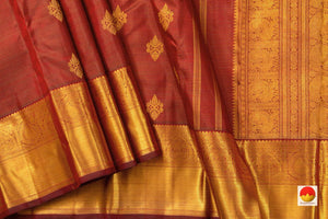 Maroon Vairaoosi Kanchipuram Silk Saree Handwoven Pure Silk Pure Zari For Wedding Wear PV GTA 14 - Silk Sari - Panjavarnam PV GTA 14