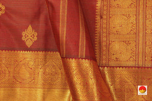 Maroon Vairaoosi Kanchipuram Silk Saree Handwoven Pure Silk Pure Zari For Wedding Wear PV GTA 14 - Silk Sari - Panjavarnam PV GTA 14