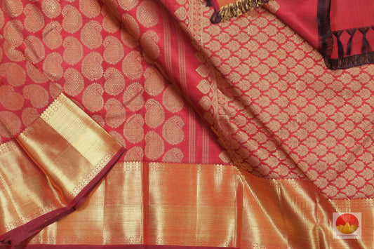 MaroonTraditional Design Handwoven Pure Silk Kanjivaram Saree Pure Zari For Wedding WearPV G 1818 - Silk Sari - Panjavarnam